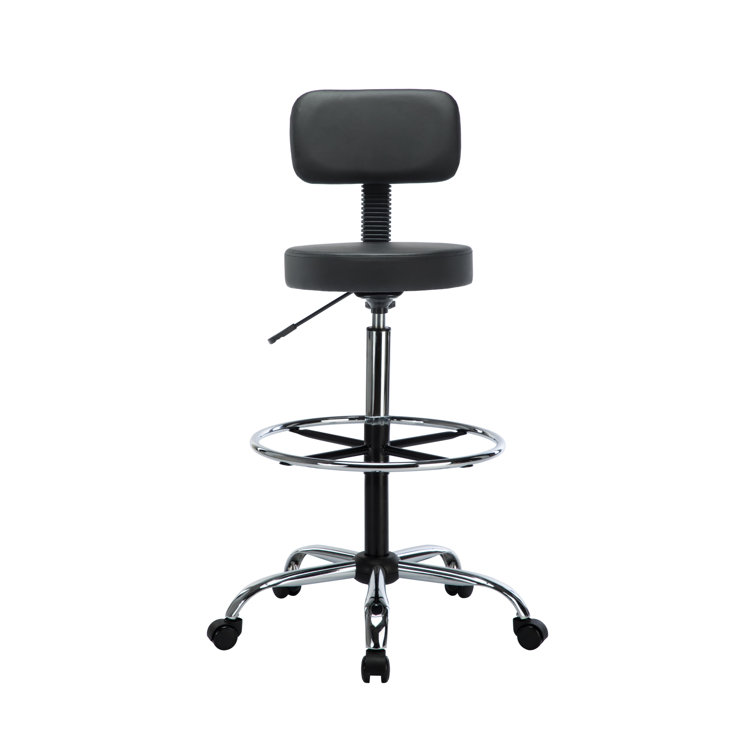 Shop stool with discount backrest and wheels